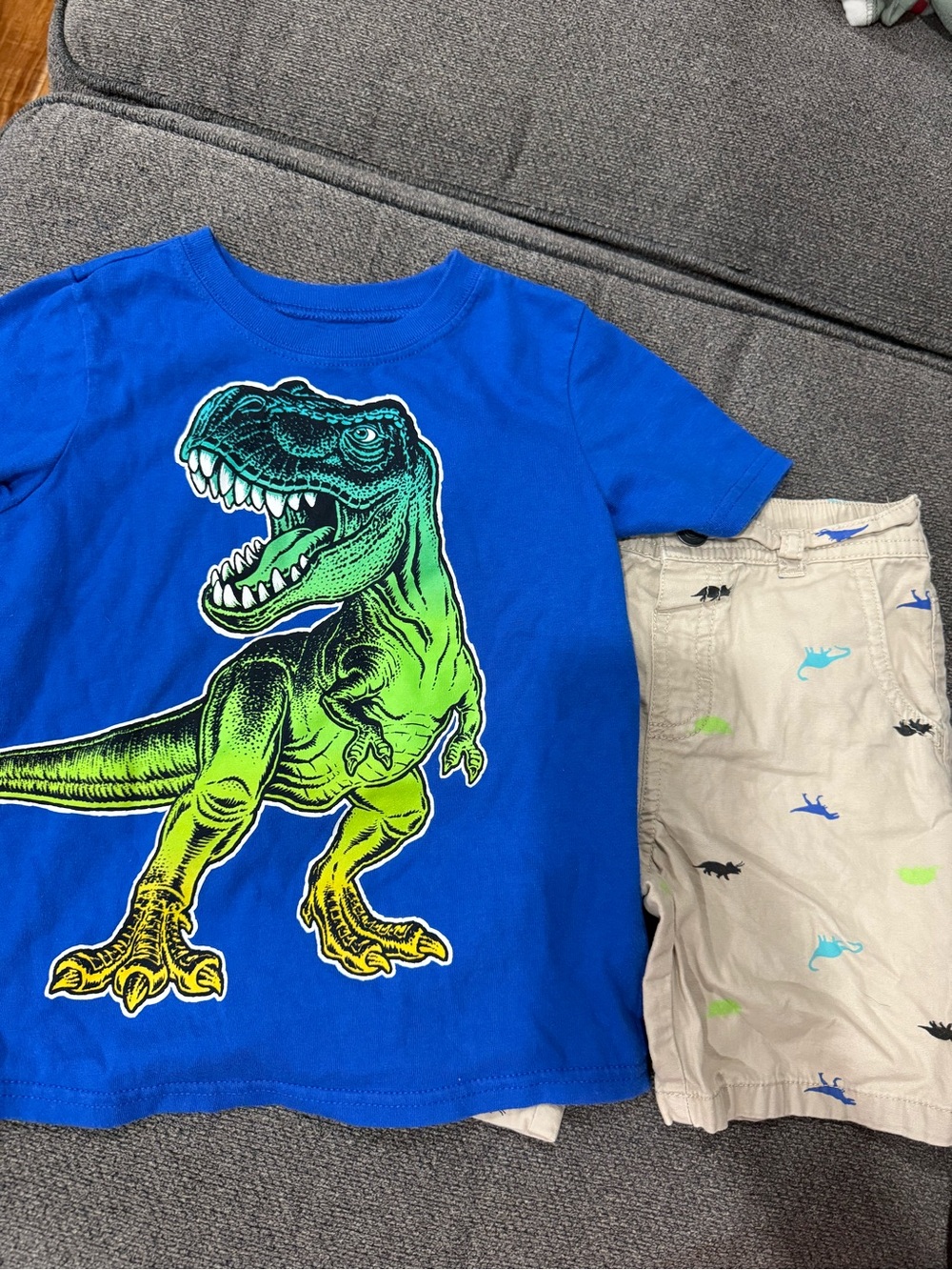 Garanimals Blue Tee and Khaki Dino Shorts Set